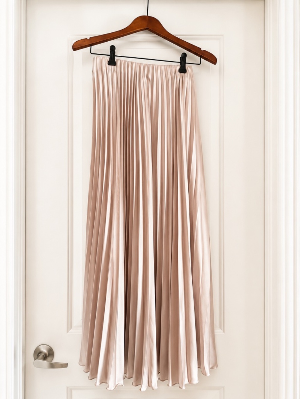 Zara Blush Satin Pleated Maxi Skirt